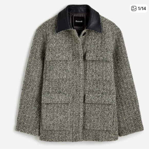Madewell Jackets & Blazers - Madewell Gray Tweed Utility Jacket with Black Collar